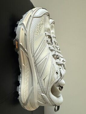 Hoka Off-White and Light Gray Running Sneakers